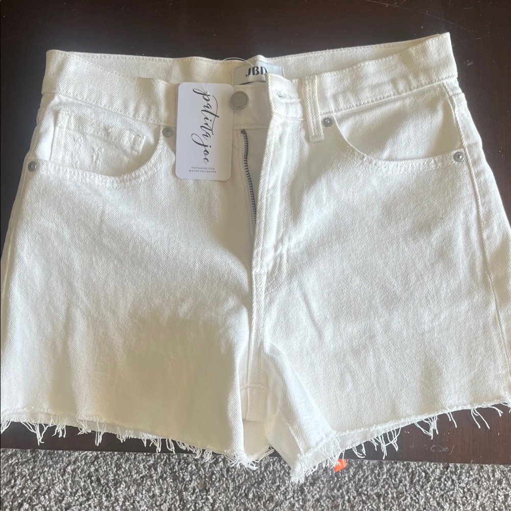 White Frayed Hem Jean Shorts